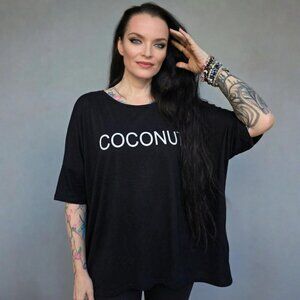 Wildfox Swim ✦ Coconut Oversized Tee ✦ Black Lightweight Cotton Cover‑Up S